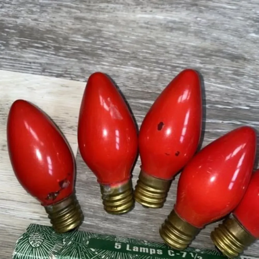 Lot Of 10 Frank’s Nursery Christmas Tree Bulbs C-7 1/2 Red Vintage Orange